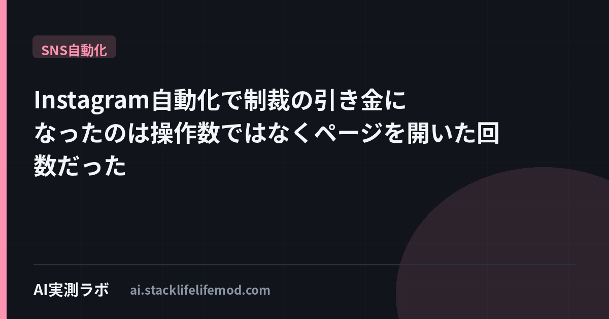 Instagram自動化で制裁の引き金になったのは操作数ではなくページを開いた回数だった